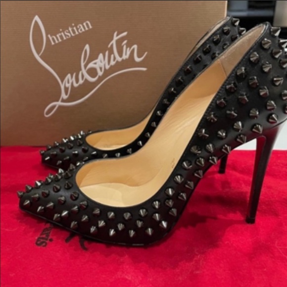CHRISTIAN LOUBOUTIN SHINY NAPA FOLLIE SPIKES 100 - Picture 2 of 9